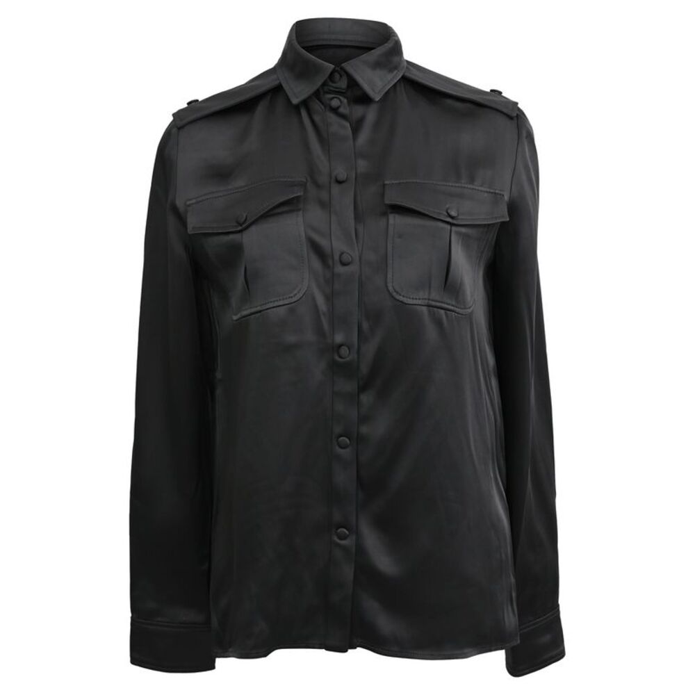 Tom Ford Western-Style Satin Shirt in Black Acetate